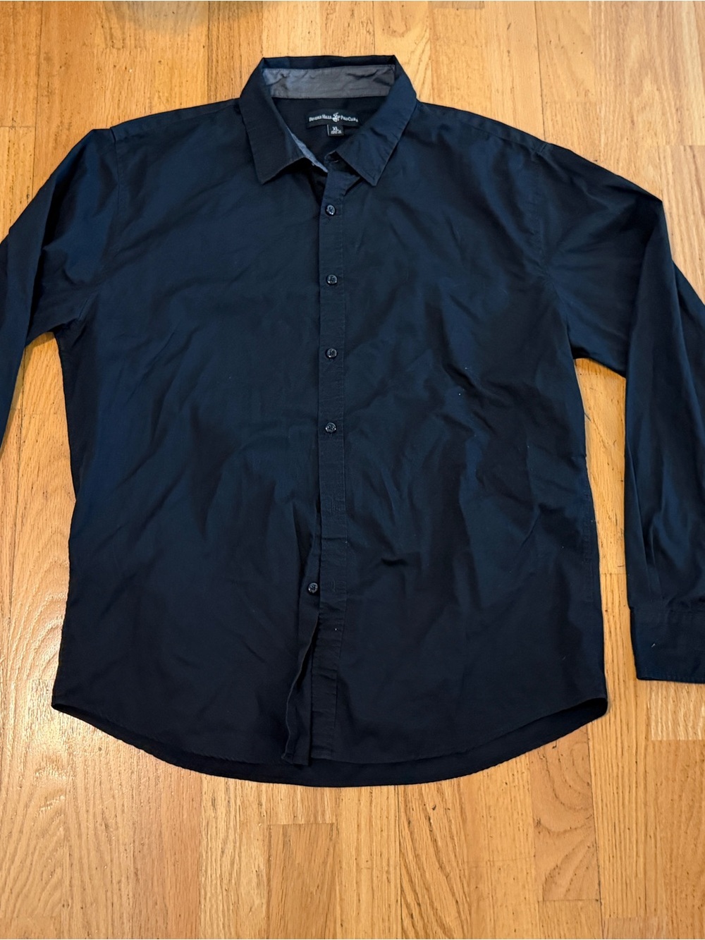 Beverly Hills Polo Club Men's Black Solid Cotton Dress Shirt XL 32/33